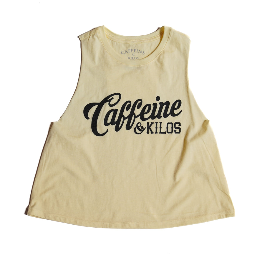 Script Logo Women's Muscle Tank Racerback Crop Vanilla/Black