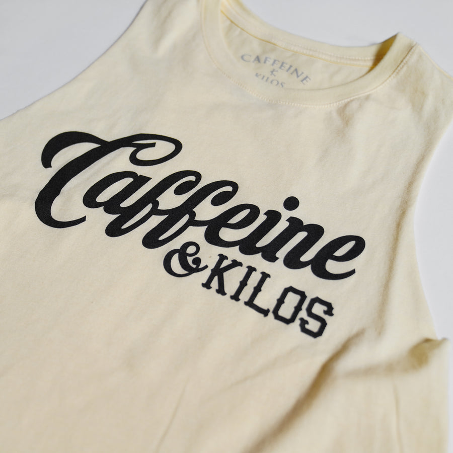 Script Logo Women's Muscle Tank Racerback Crop Vanilla/Black