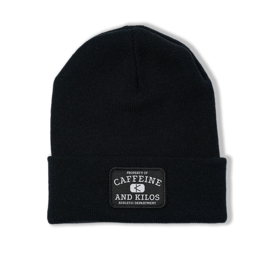 Caffeine and Kilos Inc Accessories Black Patch Beanie