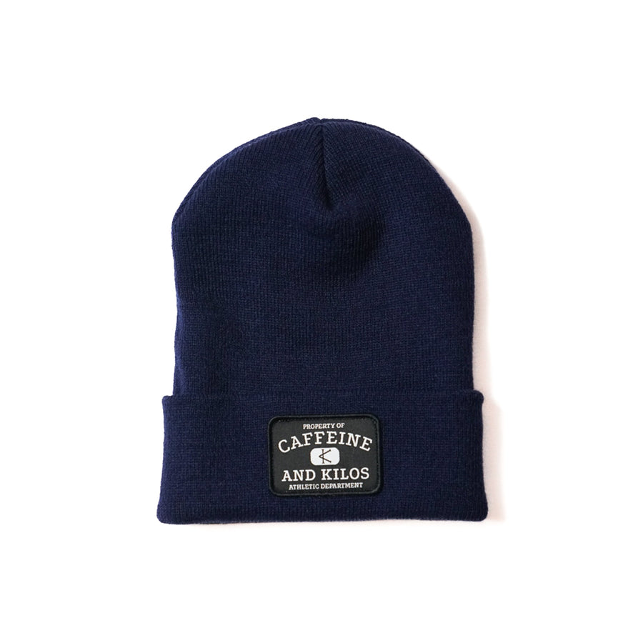 Caffeine and Kilos Inc Accessories Navy Patch Beanie
