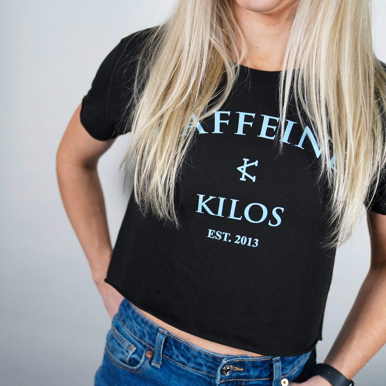 Caffeine and Kilos Inc apparel Arch Logo Women's Crop Black/Pink