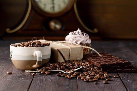 Coffee-flavored foods, foods with caffeine, and coffee bar