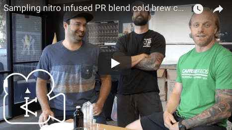 Sampling nitro infused PR blend cold brew coffee made by Brass Clover Coffee | Full interview