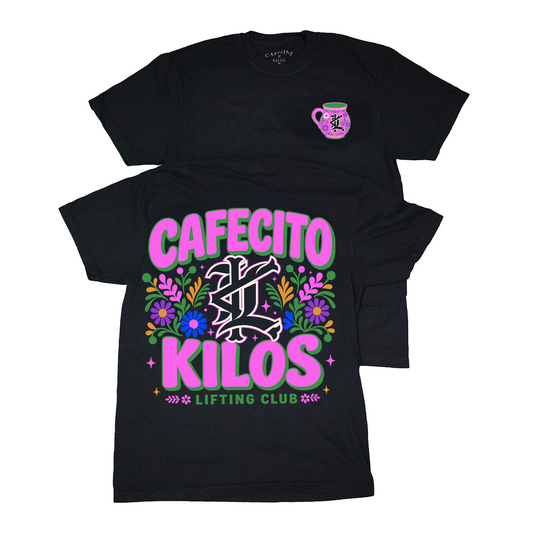 CK X Latina Lifters Cafecito Tee Black - Caffeine and Kilos Inc
