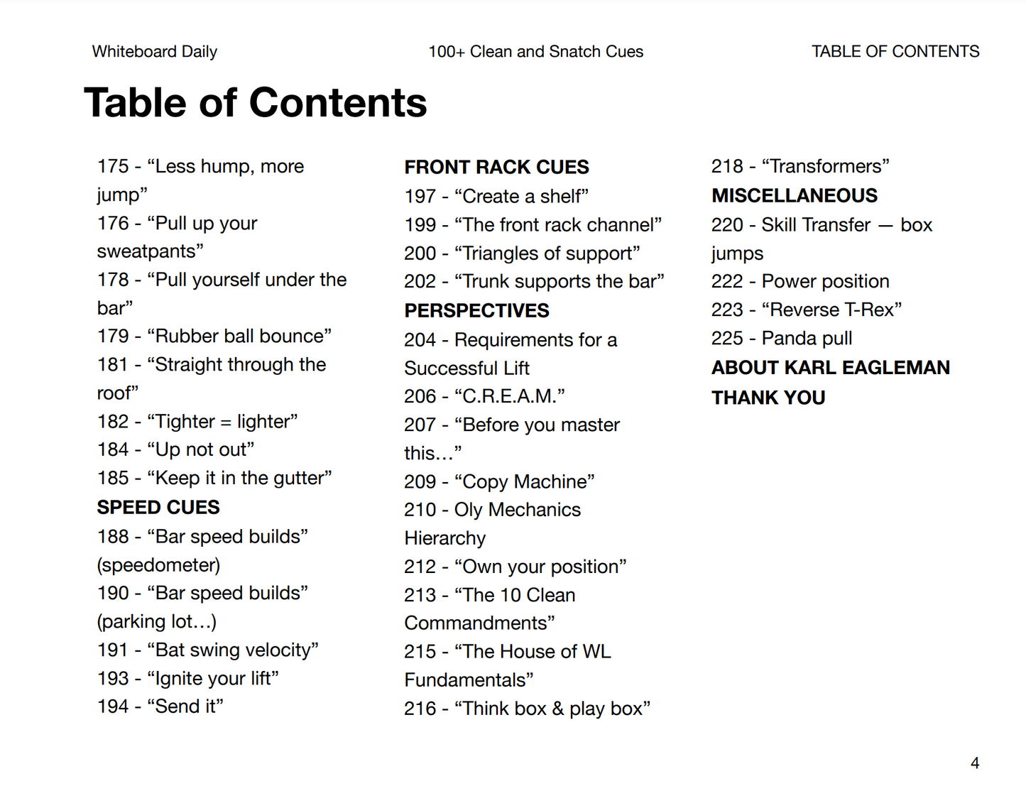 WBD eBook: 100+ Clean & Snatch Cues - Volume 1