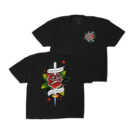 Metallic Rose Crop Tee Black