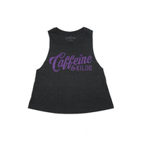 Thumbnail for Caffeine and Kilos Inc apparel Charcoal/Purple / S Script Logo Women's Muscle Tank Racerback Crop - Outlet
